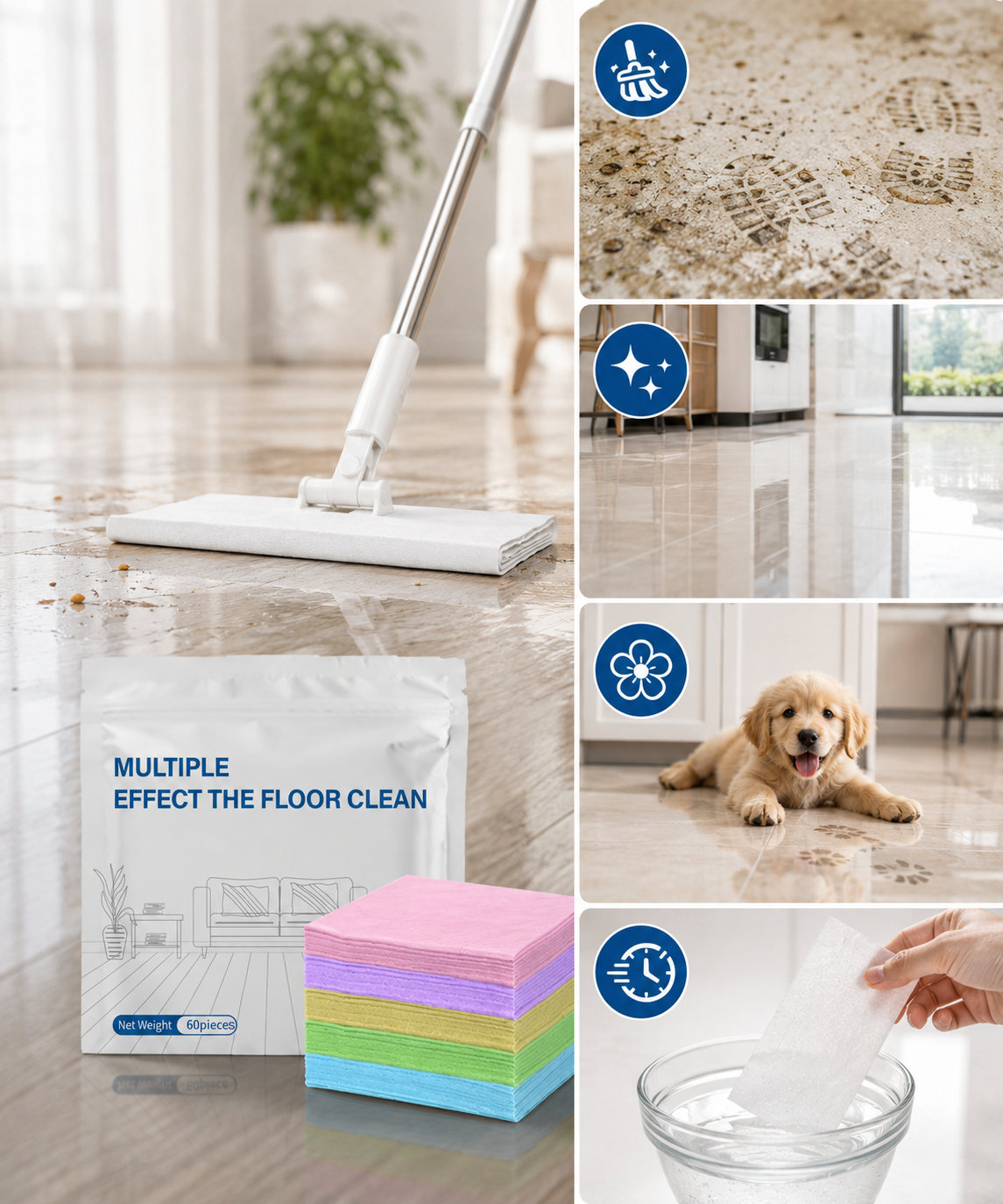 60-Pieces Multi-Effect Floor Cleaning Sheets